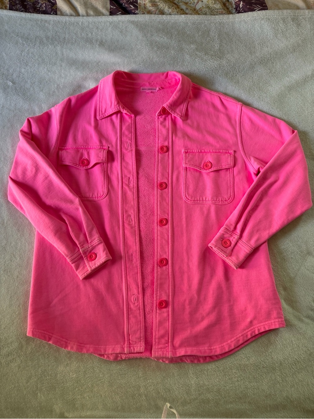 Good American Hot Pink Button-Front Kids Shirt Jacket